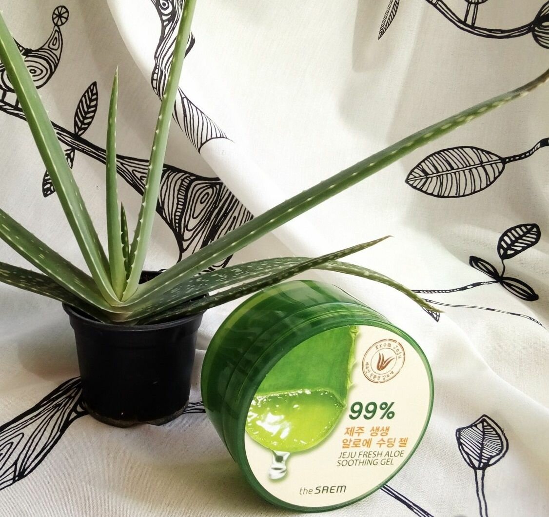 Гель с алоэ универсальный увлажняющий The Saem Jeju Fresh Aloe Soothing Gel 99% 300мл - фото №19