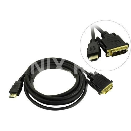 Exegate EX284894RUS Кабель HDMI-DVI ExeGate EX-CC-HDMIM-DVIM-3.0 (19M/19M, single link, 3м, позолоченные контакты)