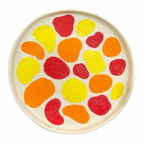 Тарелка ручной работы с росписью Красно-жёлтые пятна керамика 19 см 3292₽