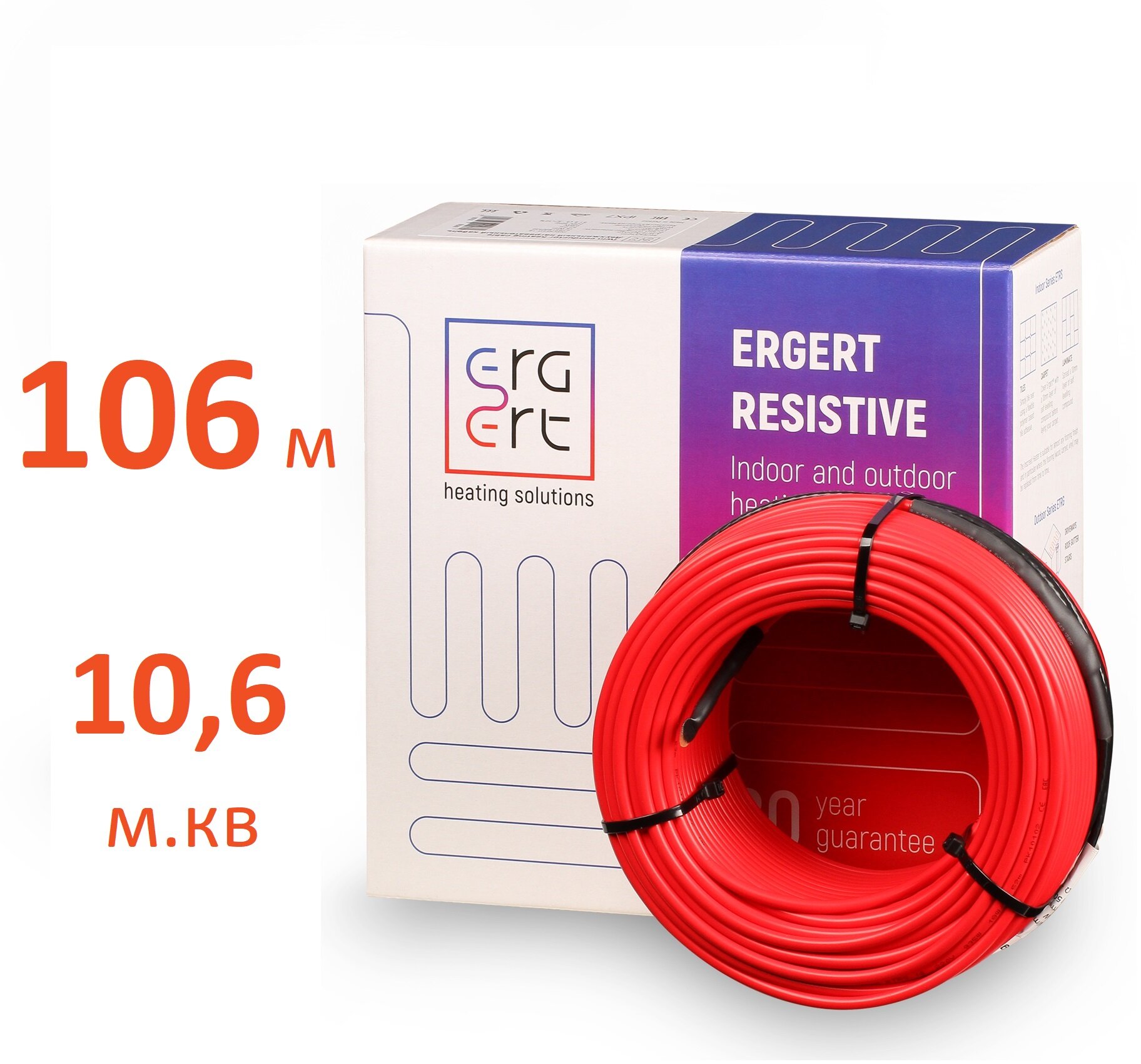 Греющий кабель Ergert ETRS-18 1900 Вт 106 м в стяжку (106 м. кв ) ETRS1801900