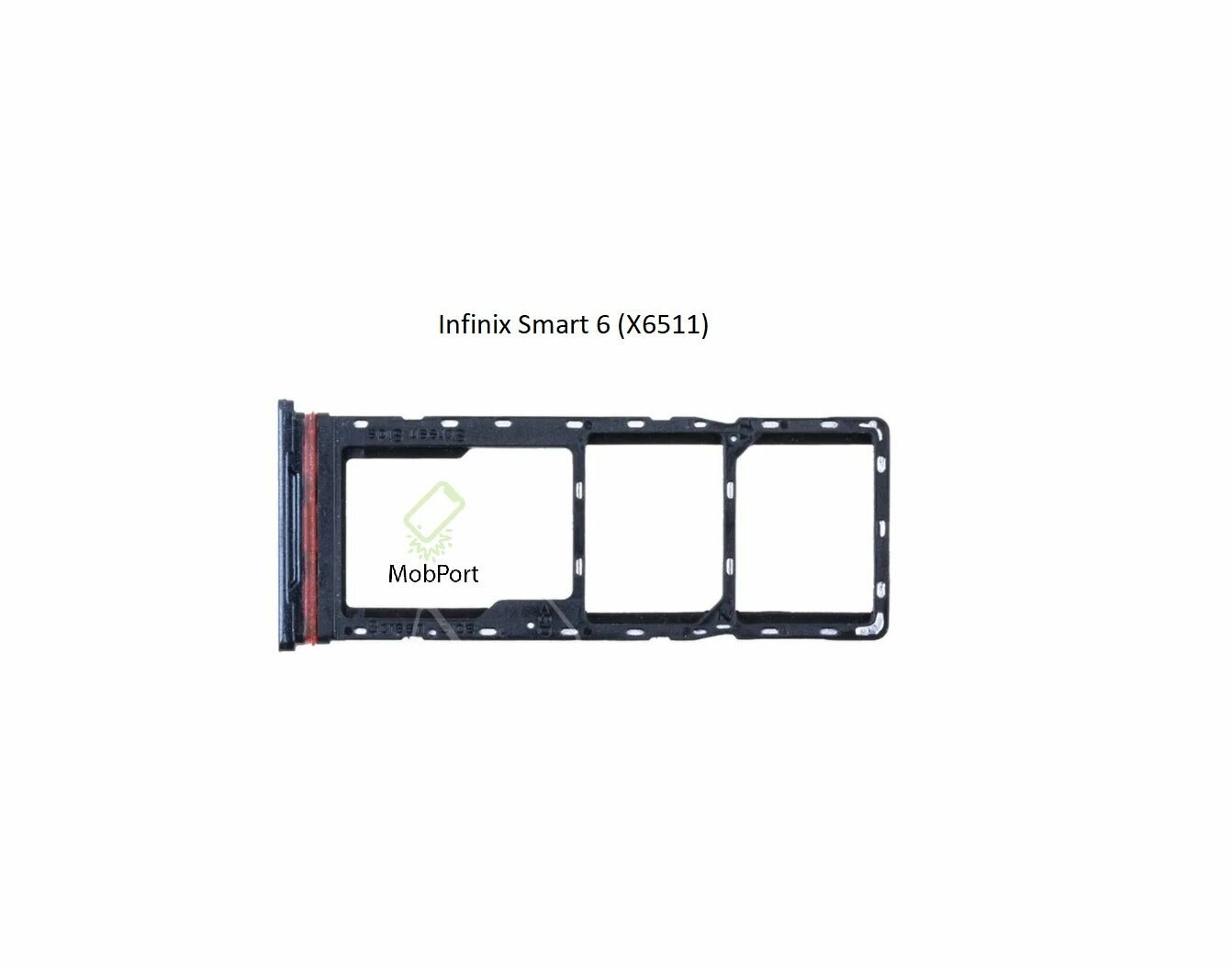 Держатель SIM для Infinix Smart 6 (X6511), Черный (Сим Лоток)