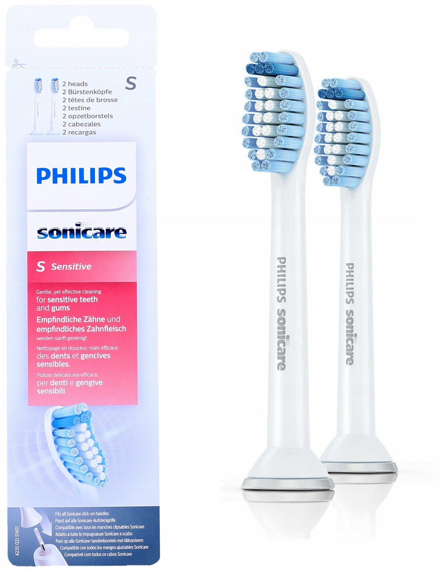Насадка для электрической зубной щетки Sonicare S Sensitive HX6052/07 2pcs, белый