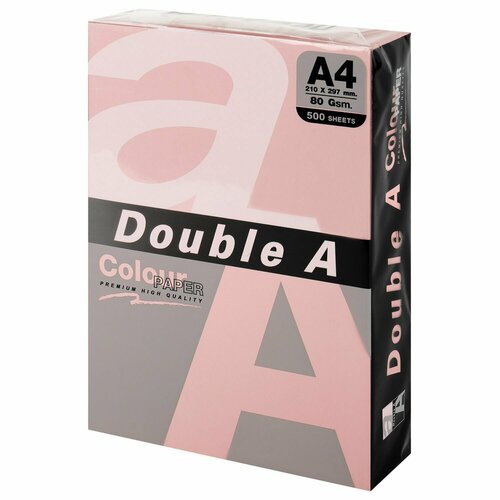 Бумага цветная DOUBLE A, А4, 80 г/м2, 500 л, пастель, розовый фламинго