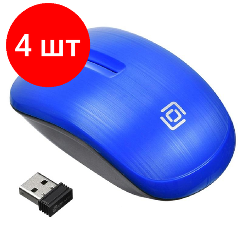 Комплект 4 штук Мышь компьютерная Oklick 525MW синий опт 1000dpi беспр USB 2but 325400₽