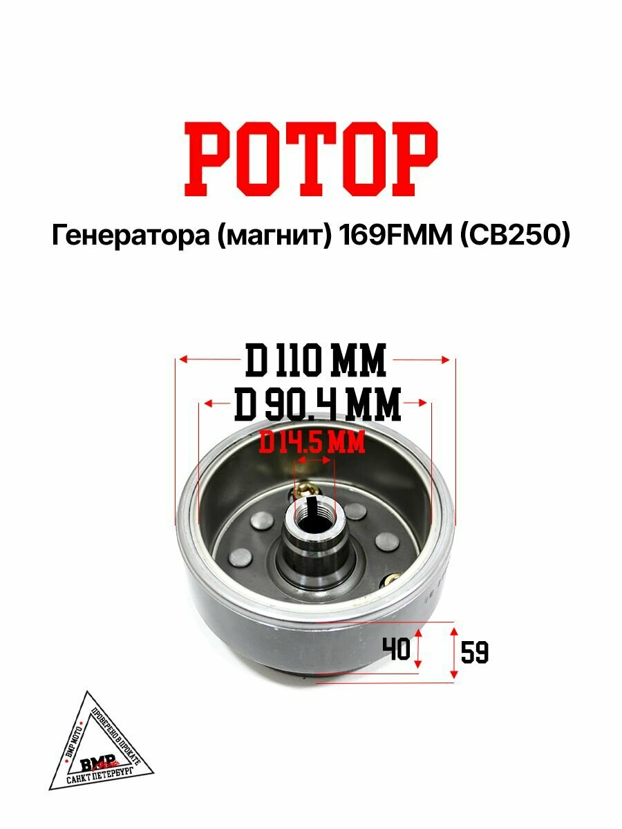 Ротор генератора (магнит) 169FMM (CB250) мотоцикл, эндуро