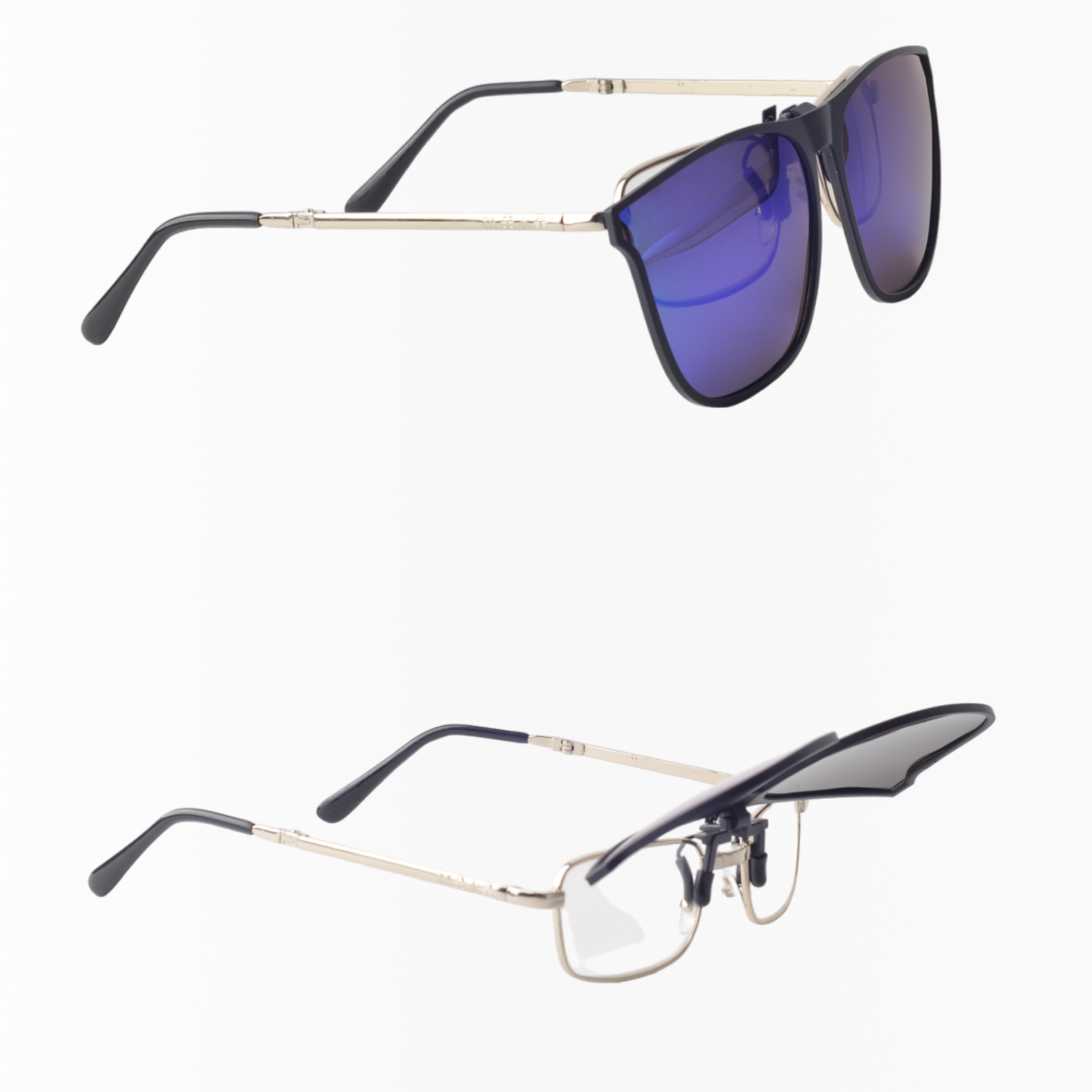 фото Накладка на очки поляризационная / очки солнцезащитные для рыбалки, для водителей, синяя - зеркальная