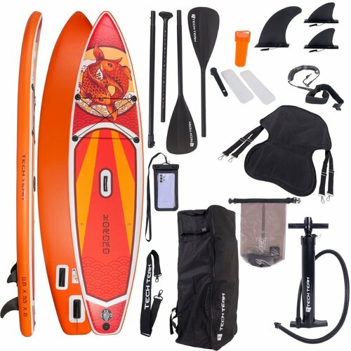 Сапборд TECH TEAM Koromo оранжевый 350x84x15 см (сиденье, каячное весло) NN012792 NN012792