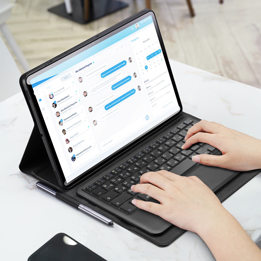 Чехол c беспроводной клавиатурой Dux Ducis для Samsung Galaxy Tab S7 (2020) 11" (T870 / T875 / T876B) / Tab S8 (X700/X706) (русские и английские буквы)