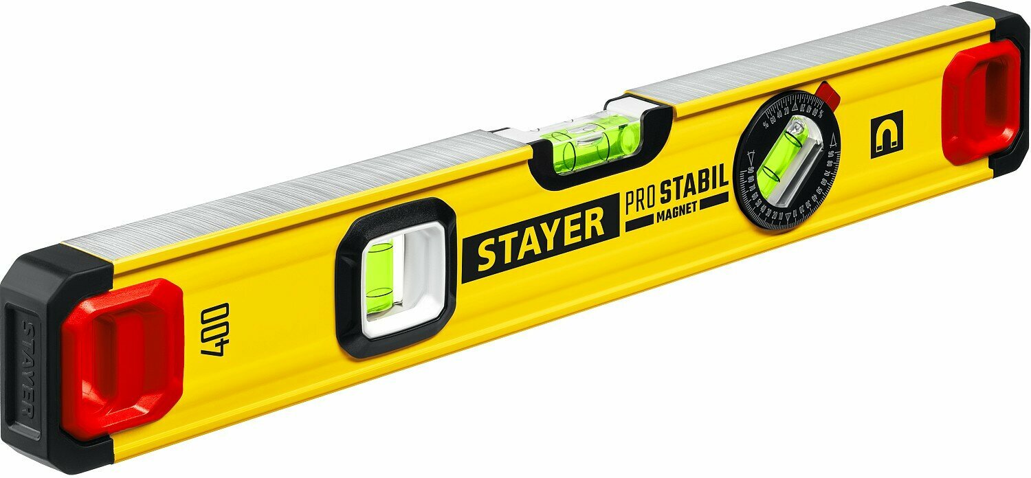 STAYER PRO STABIL 400 мм усиленный профиль магнитный уровень с поворотным глазком Professional (3480-040)