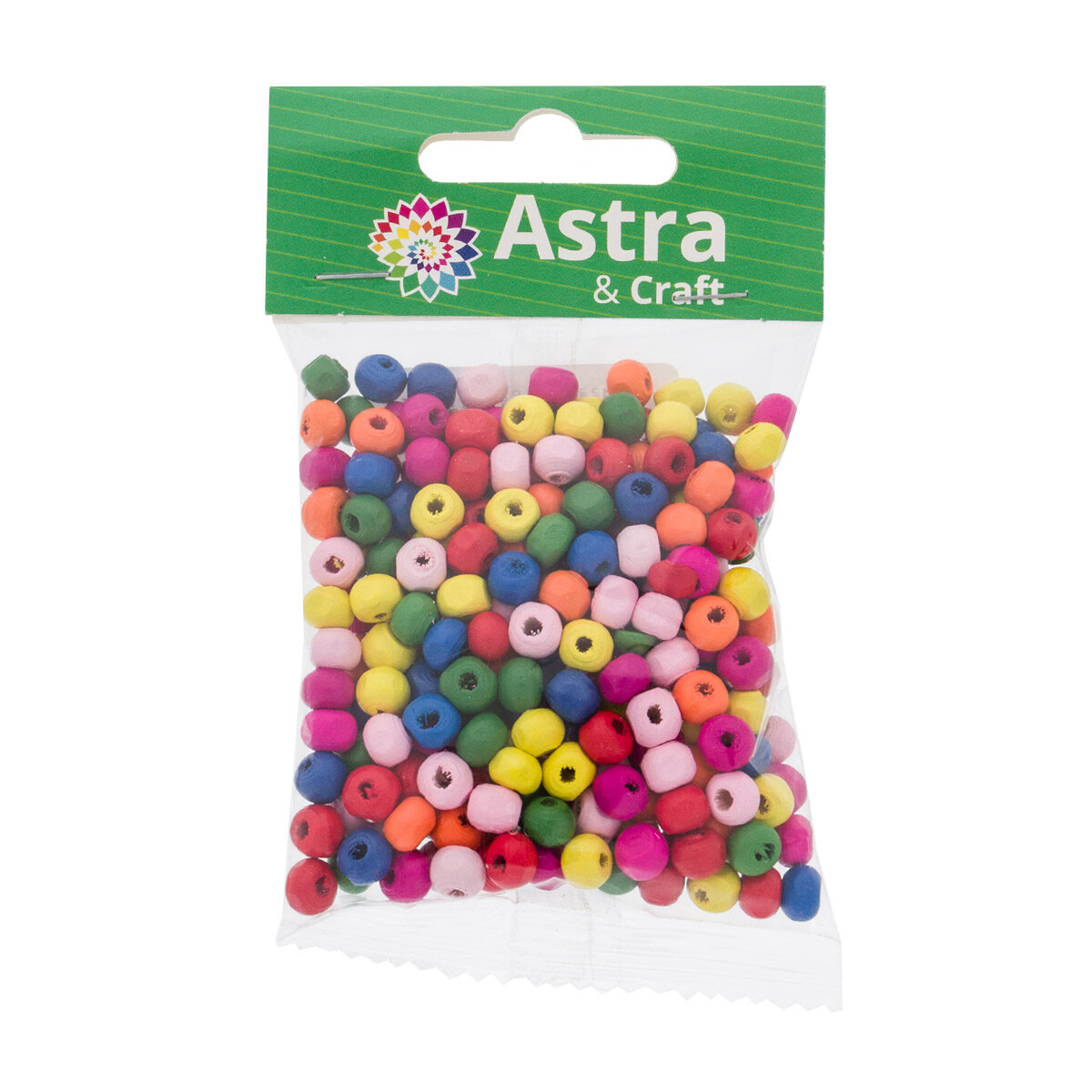 Бусины для рукоделия деревянные Astra&Craft, цветной микс, круглые, 6 мм, 18 г, 4AR398, 250 шт (упак) (Яркий микс) — фото 1