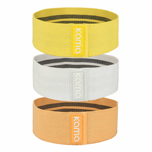 Комплект фитнес резинок Kama 3 шт желтый светло-серый светло-оранжевый 10 17 23 кг 1246₽