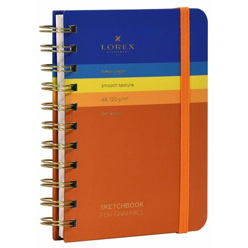 Скетчбук LOREX Gradient Touch Curly 120 гм2 бежевая бумага 60 листов А6 твердая обложка soft touch LXSBCA6-GT 377₽