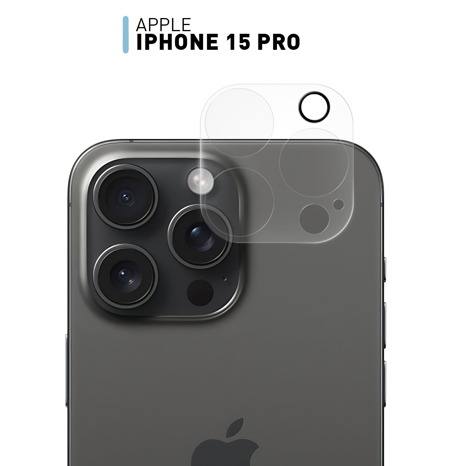 Защитное стекло на камеры Apple iPhone 15 Pro (Айфон 15Про), прозрачное, бренд Rosco, 1 шт