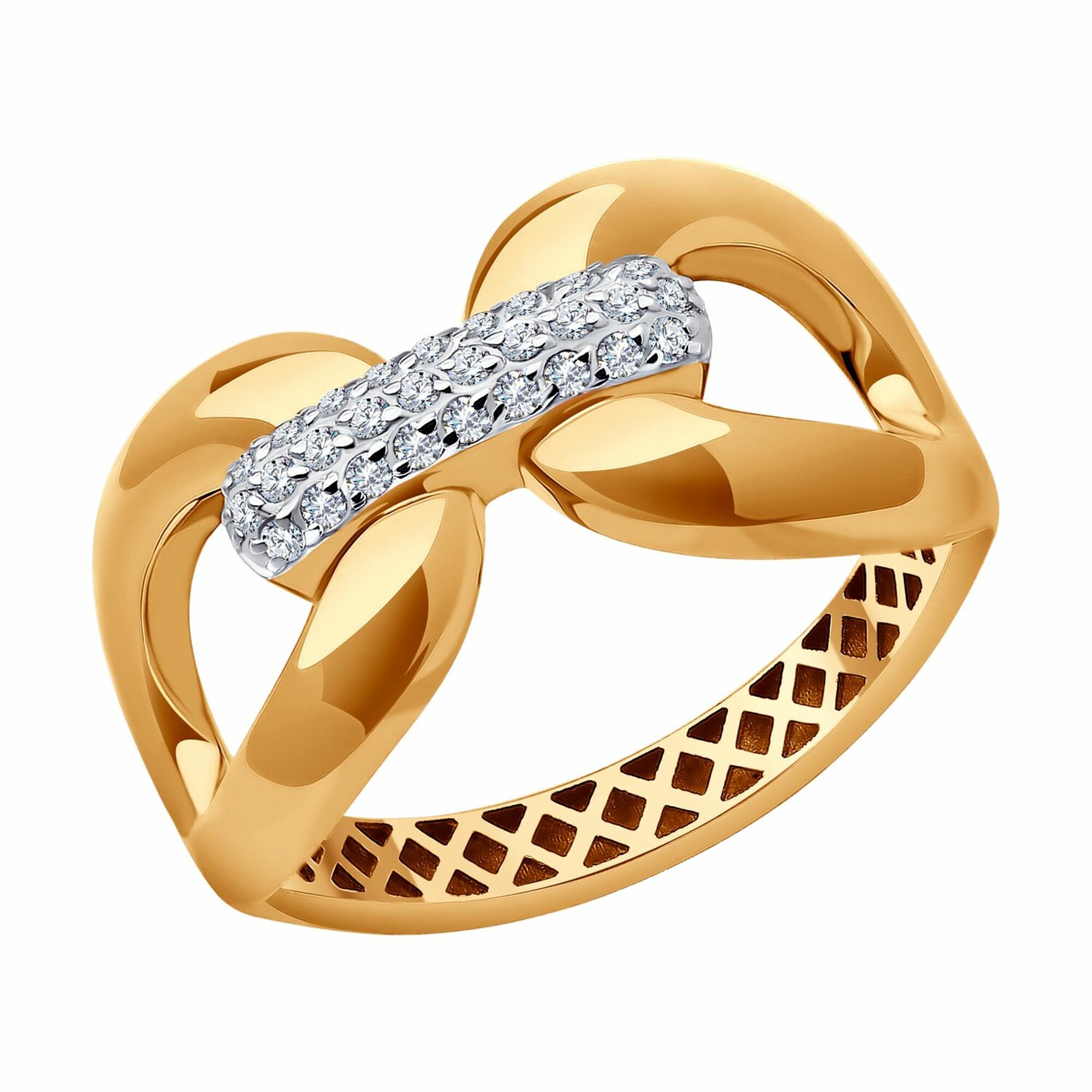Кольцо Diamant online, красное золото, 585 проба, фианит