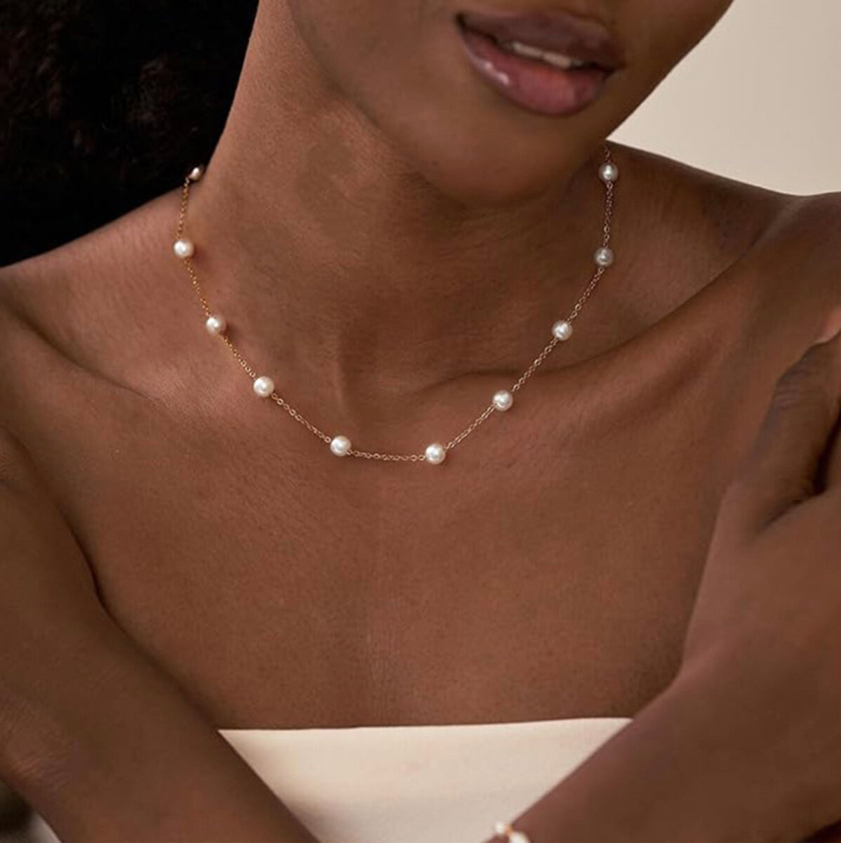 Колье Стайл Групп, жемчуг имитация, длина 45 см, золотой