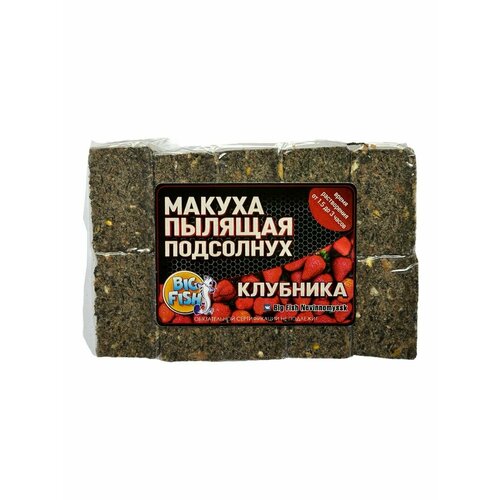 Жмых пылящий подсолнечный, макуха, Big Fish, аромат - клубника