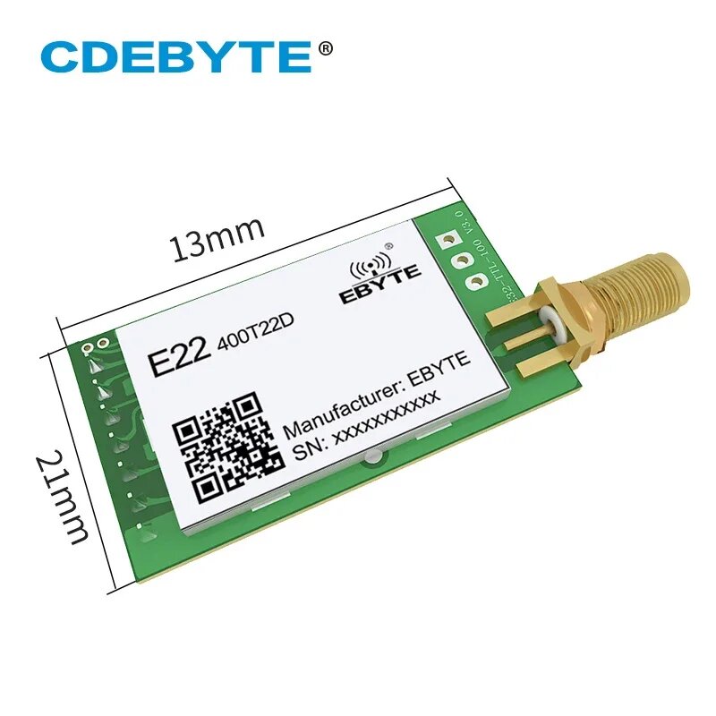 Беспроводной модуль LoRa 433 МГц 22 дБм, TTL уровень UART CDEBYTE 5 км, приемник беспроводного передатчика дальнего действия — фото 1