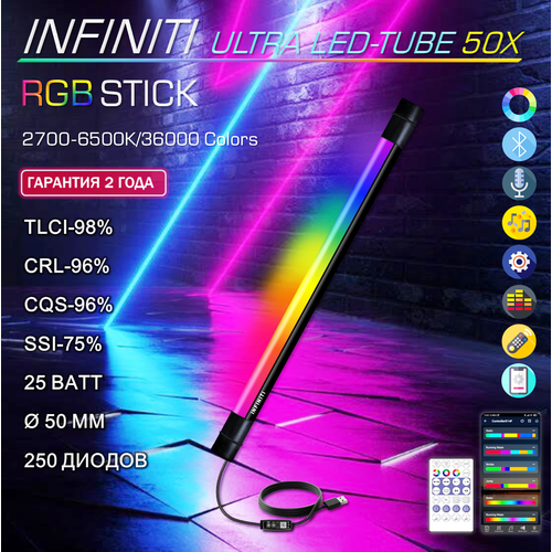 Комплект студийного освещения INFINITI ULTRA LED-TUBE 50X 2 KIT 2 шт видео свет свет для съемки 11500₽