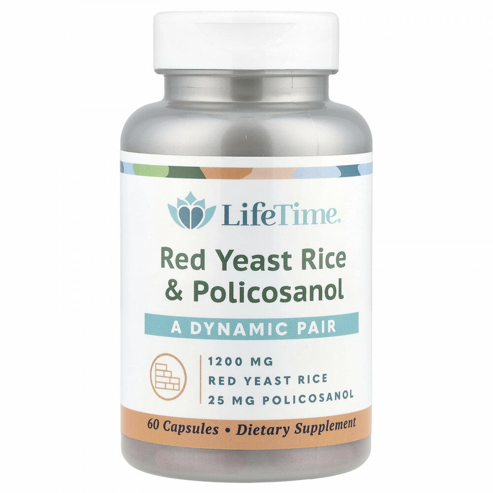 LifeTime Vitamins, красный ферментированный рис и поликозанол, 60 капсул