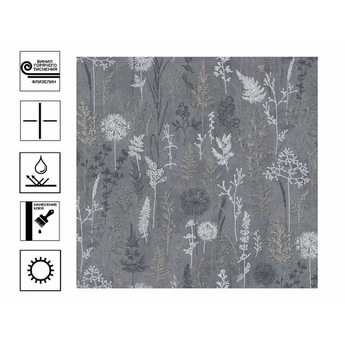 Обои Палитра Scandi Mania винил горячего тиснения. Мотив 10,05*1,06 м Черный