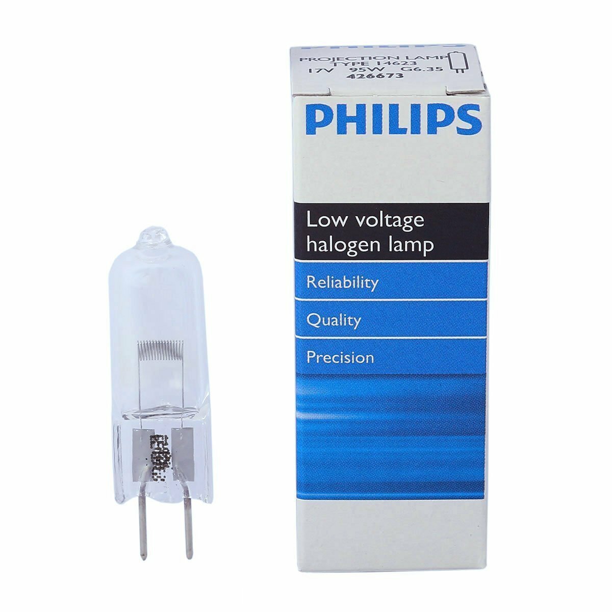 Лампа галогенная PHILIPS 14623 17V 95W G6.35 3050K 2150 Лм 2000 часов d13.5x50мм 1 штука