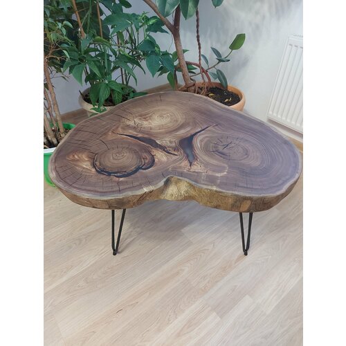 Журнальный столик Vamstol 62-81-6,5см, стол лофт, стол с эпоксидной смолой