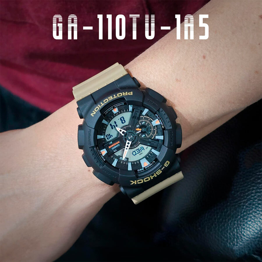 Наручные часы CASIO G-Shock, черный, бежевый, хаки — фото 1