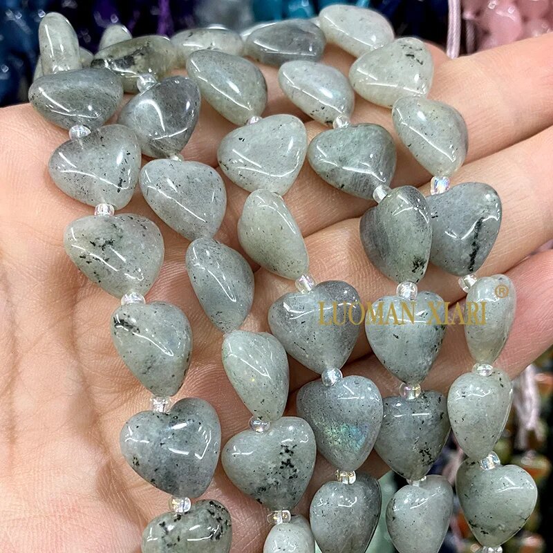 Бусины LUOMAN XIARI сердечки из камня 14-15 мм