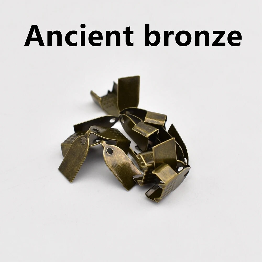 Металлические концевики для кожаных зажимов 4/5/6 мм 100 шт Antique Bronze 4mm 100pcs
