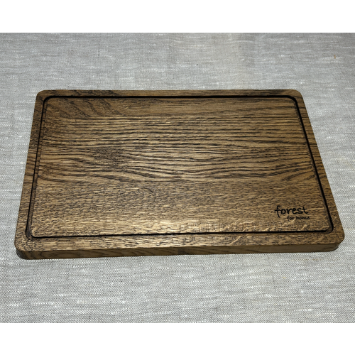 Разделочная доска Forest For Home, экологичная, из дуба, с желобками, 29x19x1.8 см, цвет чёрный дуб, экологичная