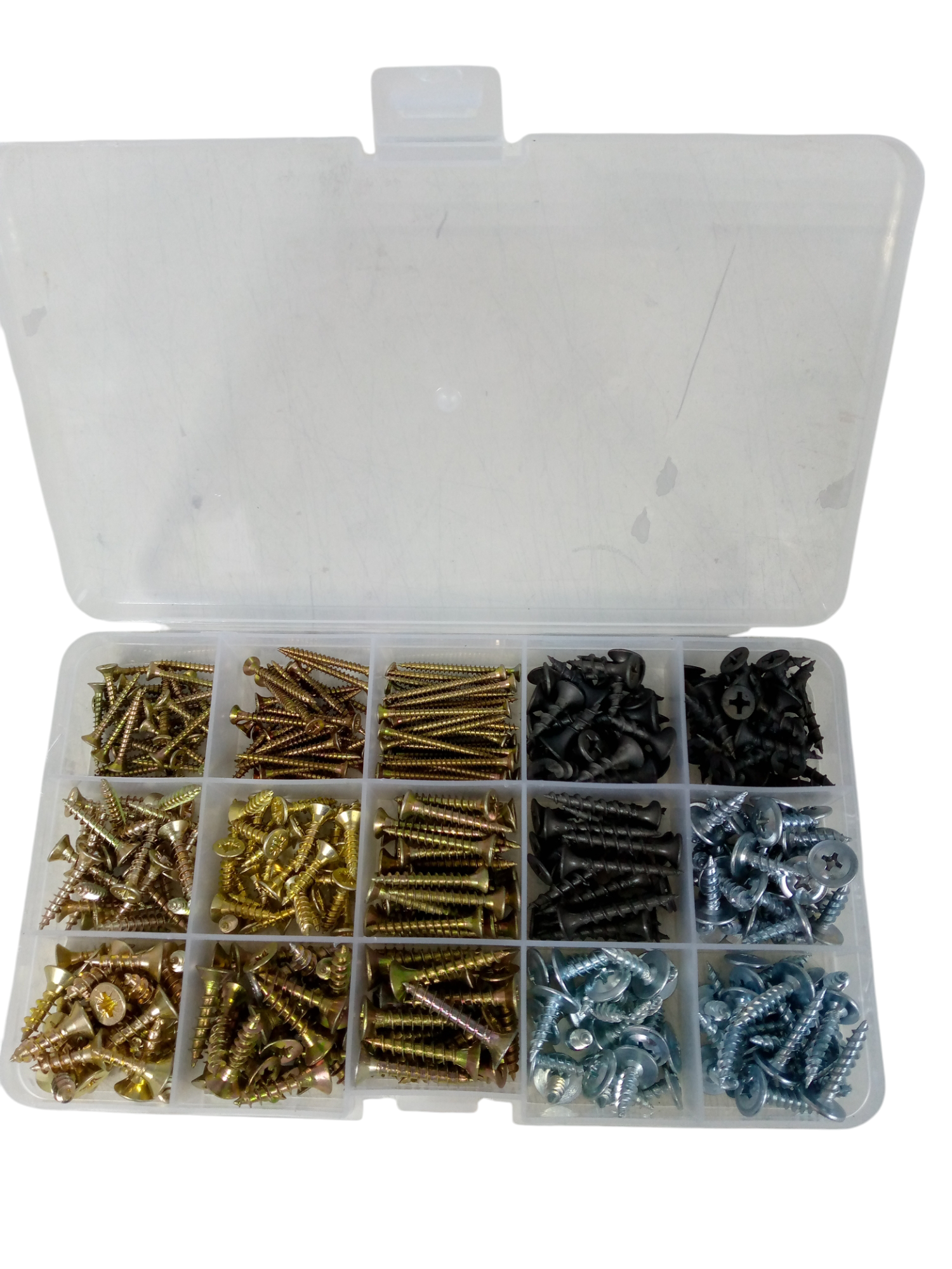 Набор крепежа Саморезы ( универсальные  черные по дереву  с прессшайбой острые ) - 410 шт