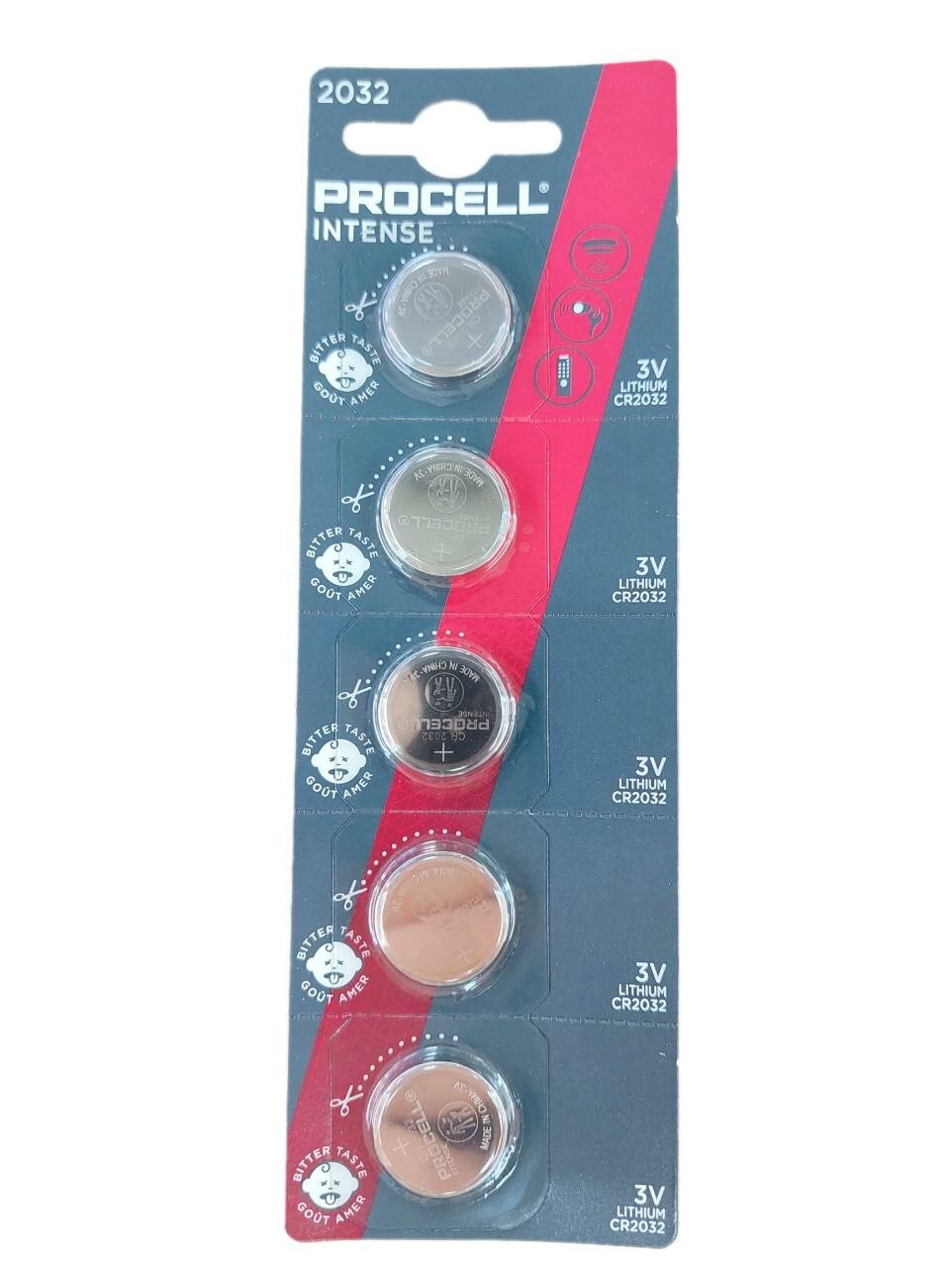 Дисковая батарейка Duracell CR2032 Procell Intense Power Lithium Battery 3V BL5 , 5шт.