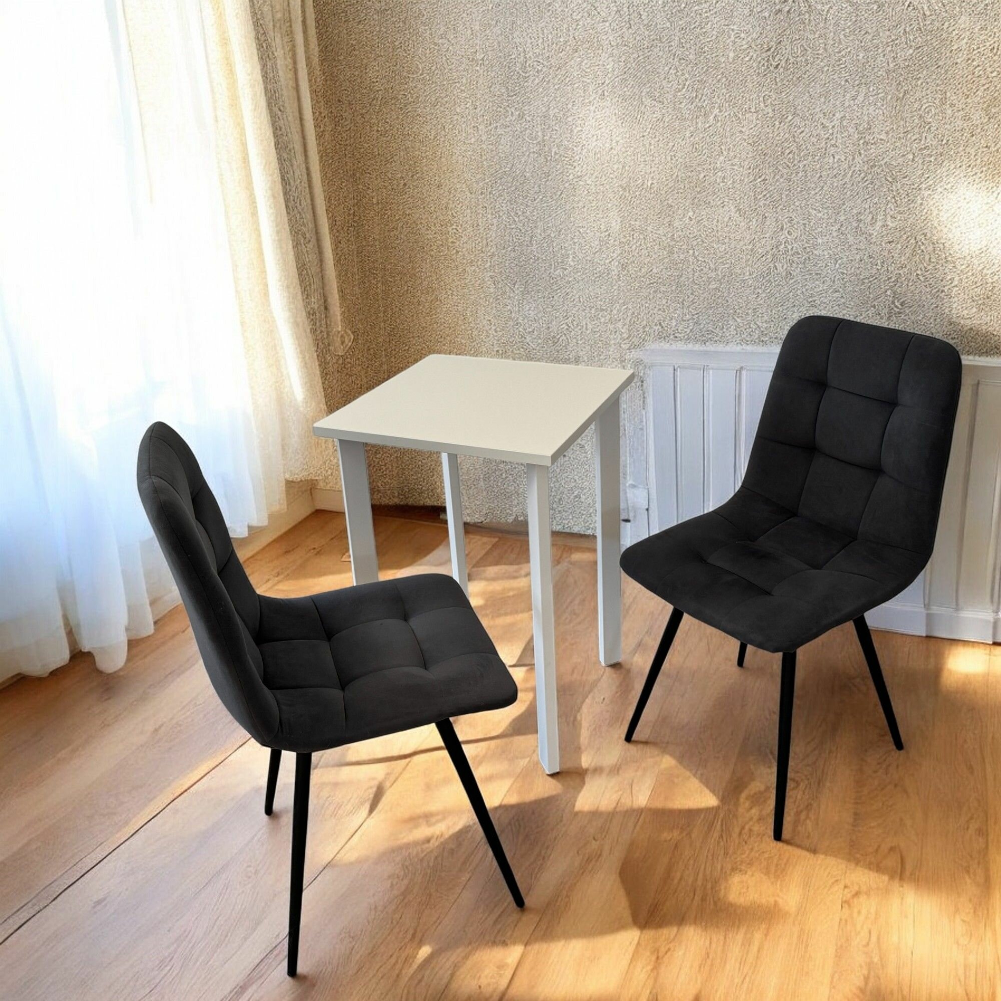 Стол обеденный/ цвет столешницы Белый, 60*50 см. Ножки белые.