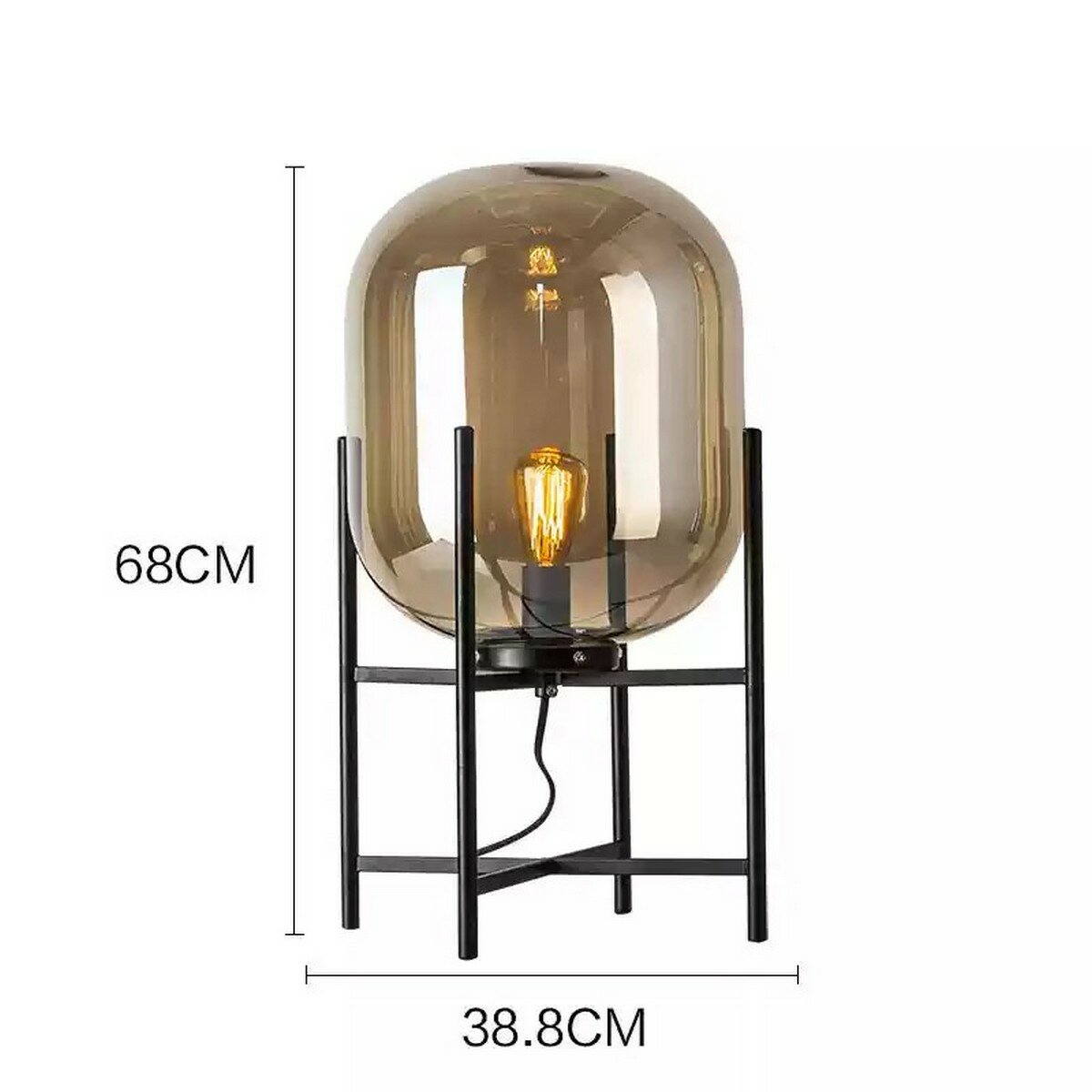Напольная лампа колба Hearth Floor Lamp дизайн Sebastian Herkner (коньячный, 39*68 см)