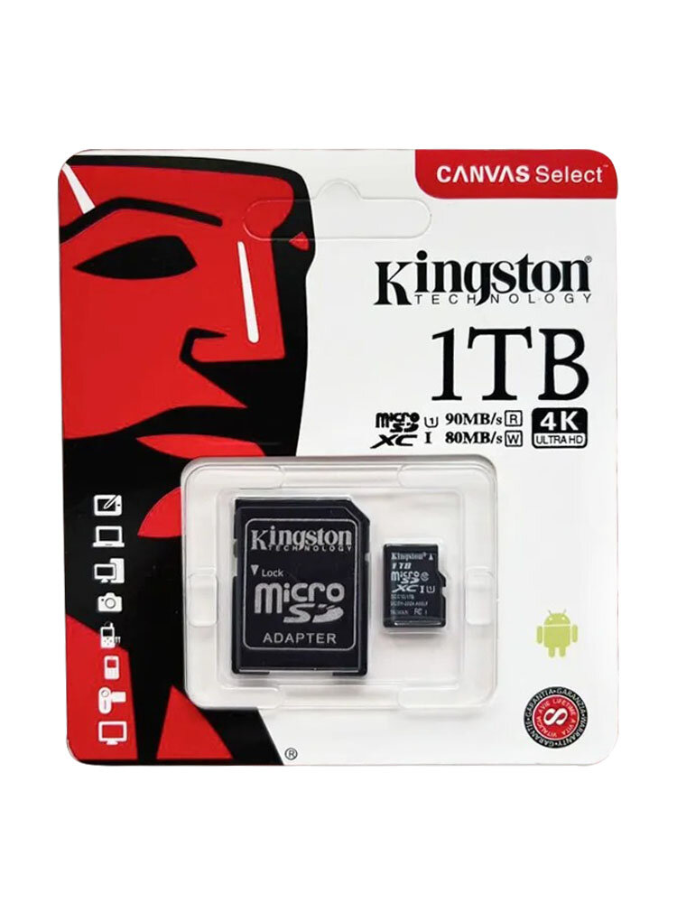 Карта памяти Micro SD 1 Тб - Карта памяти с переходником micro SD card + adapter / для телефона видеорегистратора