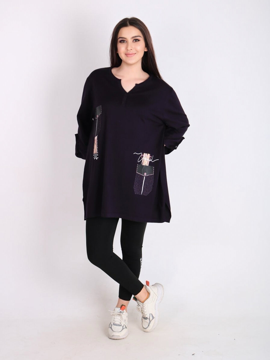 Туника, размер 56, фиолетовый — фото 1