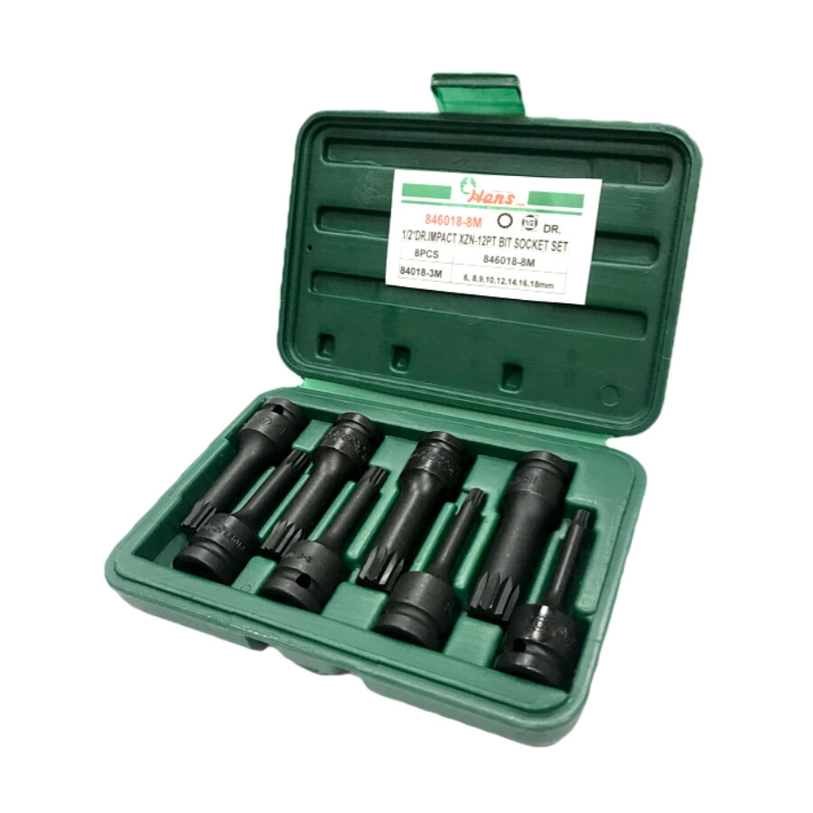 Hans Комплект ударных насадок XZN 1/2" М6-М18 846018-8M