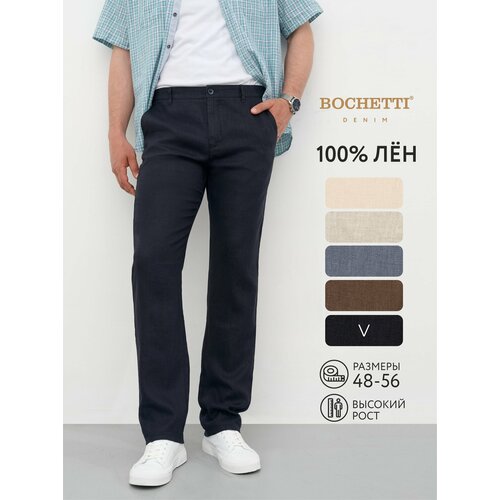 фото Брюки bochetti лен, размер 32/33, темно-синий