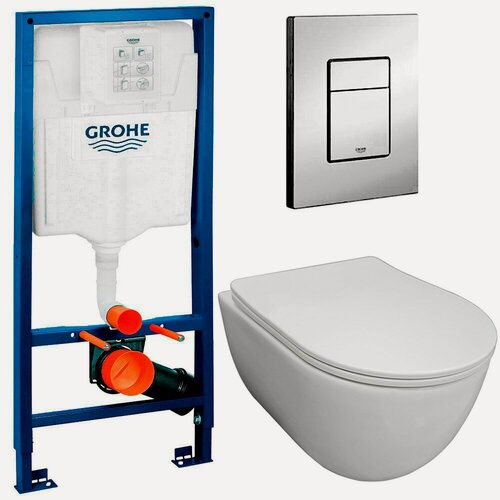 Изображение товара Инсталляция Grohe 38772001 + унитаз Bloomix Diva MD1211R/UF3 безободковый с сиденьем