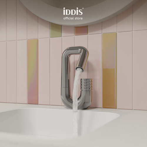 Изображение товара Смеситель дизайнерский для раковины и умывальника IDDIS Твист (Twist) TWISBBTi01 с кнопочным управлением хром