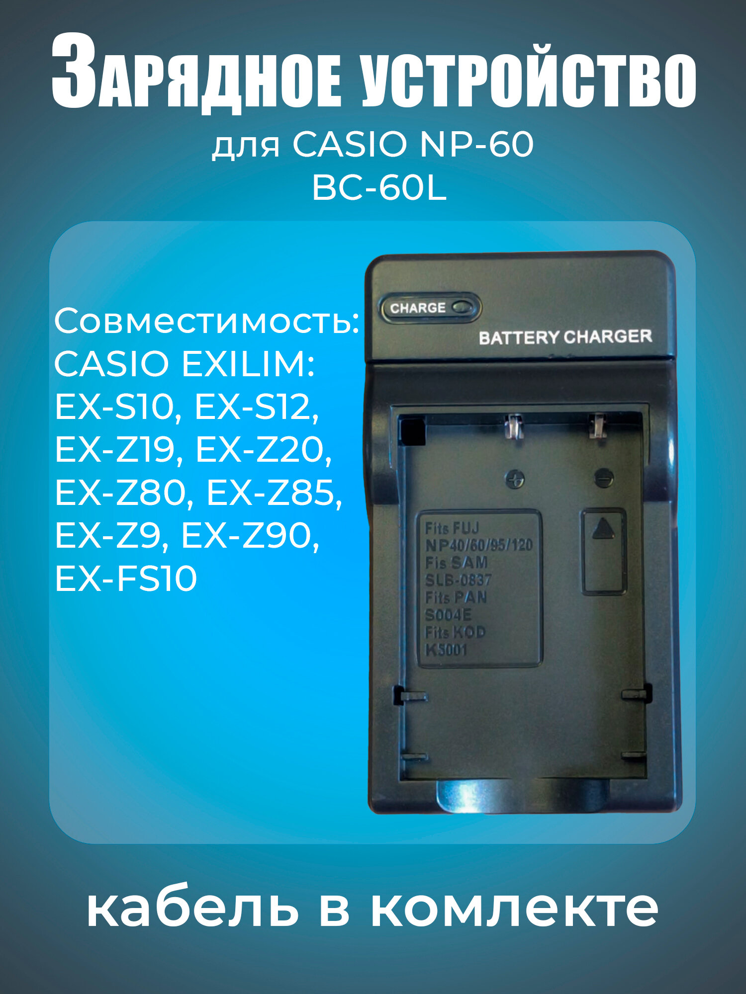 Зарядное устройство для CASIO BC-60L для NP-60 с кабелем Type-c