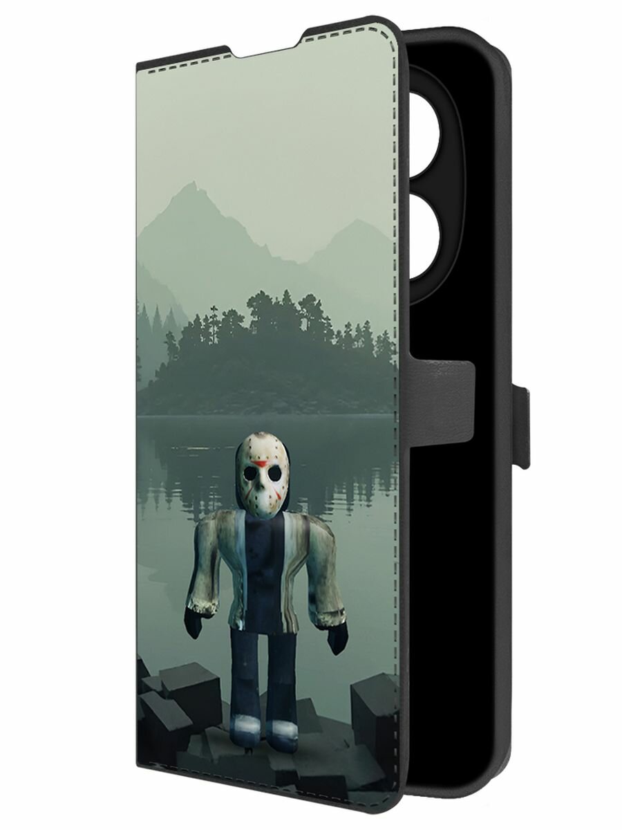 Чехол-книжка Krutoff Eco Book для Xiaomi Redmi Note 14 Pro 4G Roblox-Форсакен Джейсон (Forsaken Jason) (черный)