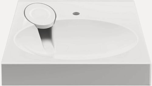 Изображение товара Раковина над стиральной машиной Paola Liguria 60x60 на кронштейне, белая, глянцевая, раковина для ванной из литьевого мрамора, прямоугольная