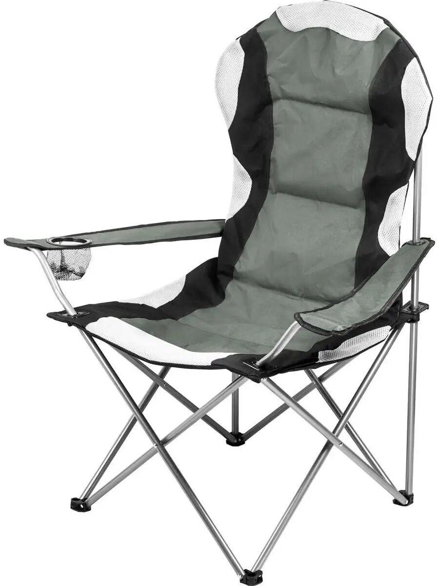 Кресло складное ARIZONE с держателем для бутылок и чехлом серое (42-606002)
