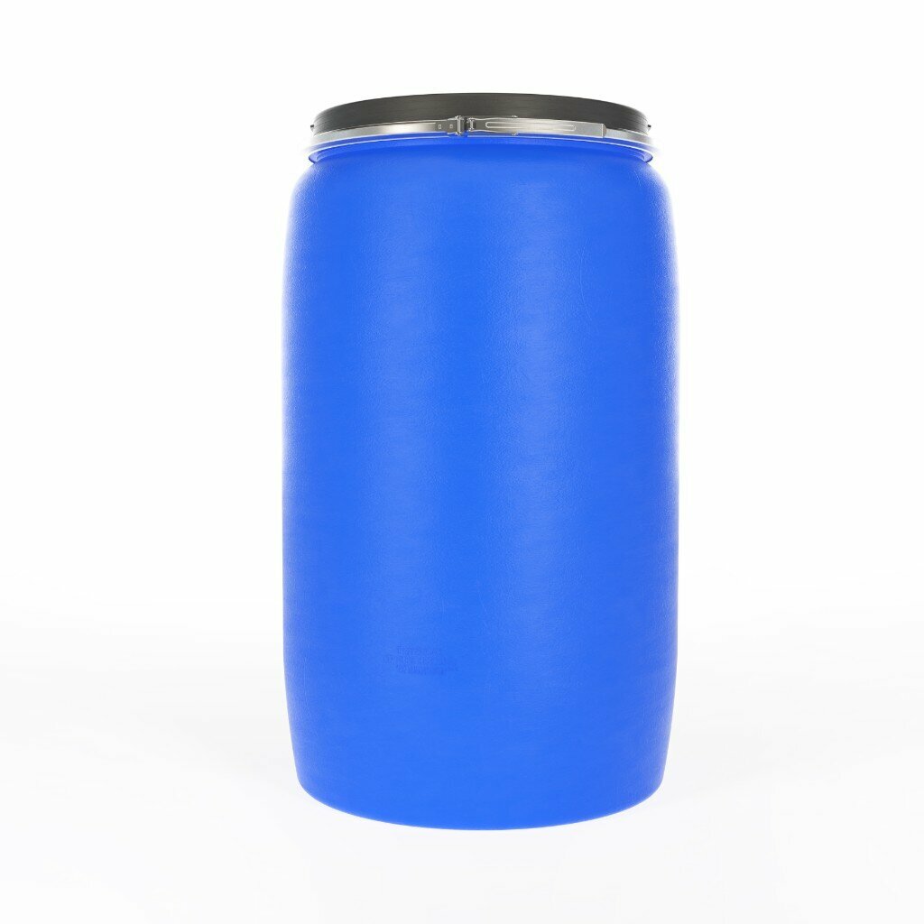 Бочка пластик пищевая 227 л круглая съемная крышка с металлическим хомутом цветная ЗТИ