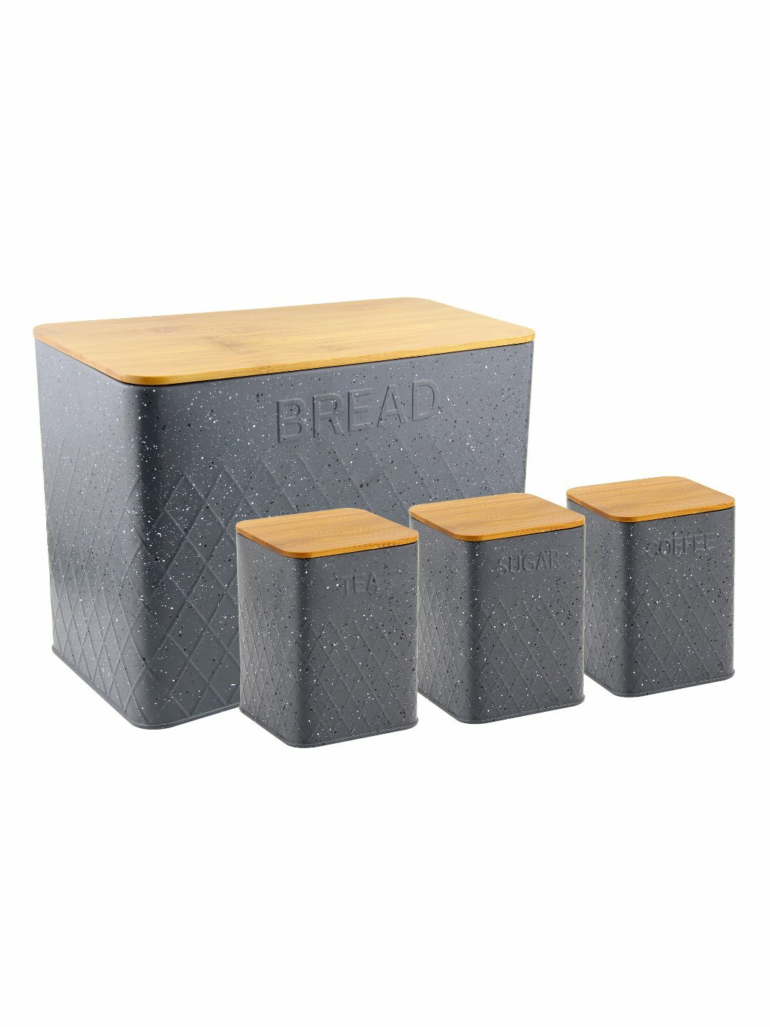 HausRoland набор контейнеров для хранения с бамбуковыми крышками, хлебница и 3 ёмкости - Серый