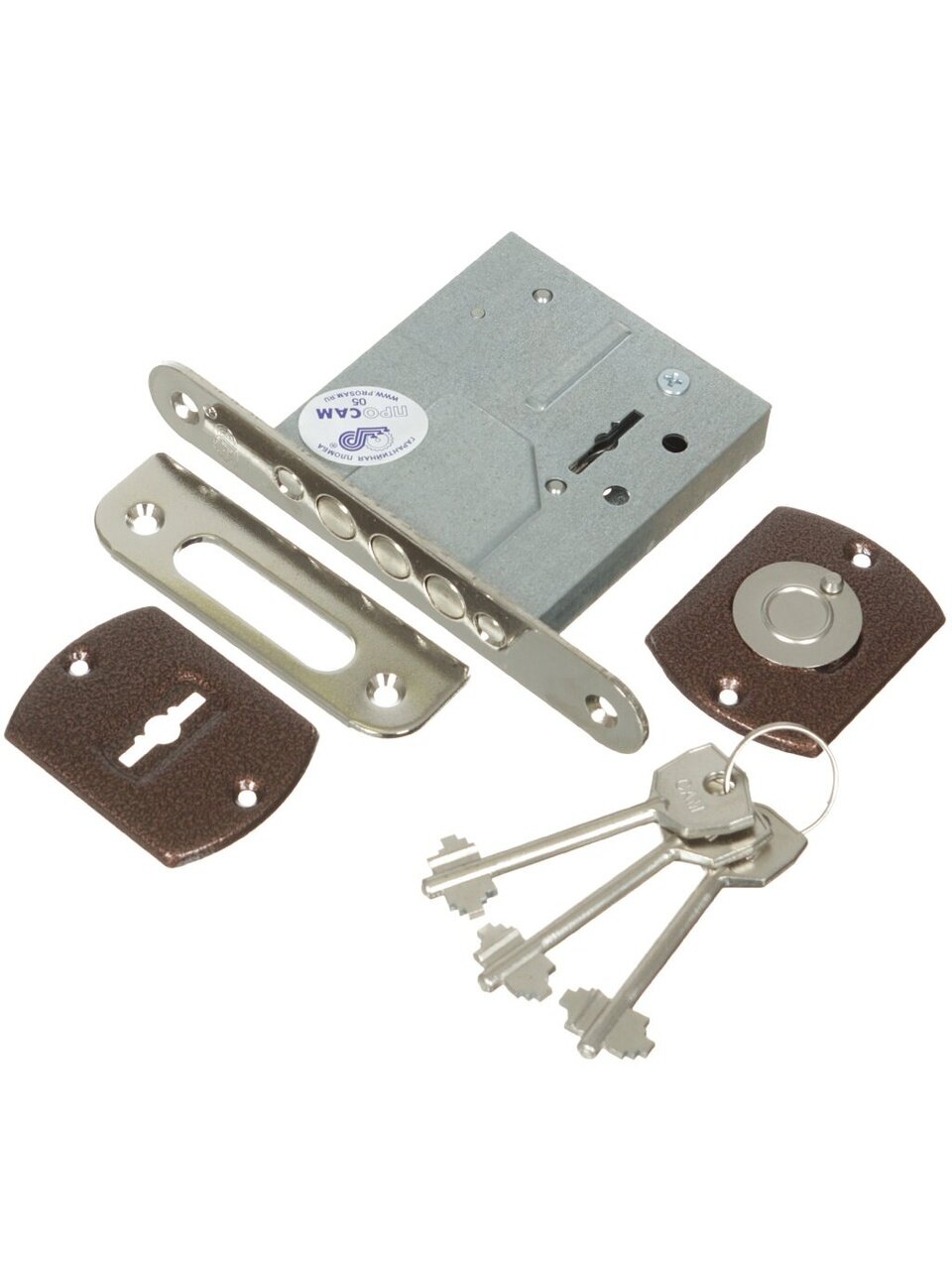 Замок врезной сувальдный Border 80600-ЗВ8-6/13 без ручки сталь 3 ключа коричневый