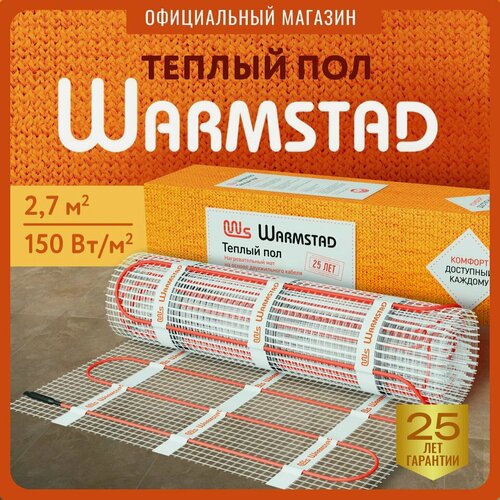 Изображение товара Нагревательный мат двужильный Теплый пол Warmstad WSM 400Вт 2,7кв. м