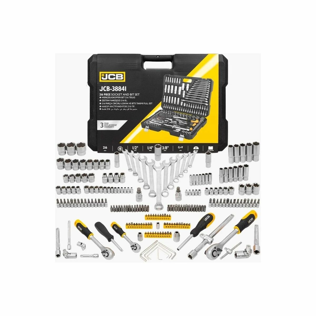 Набор инструментов JCB JCB-38841(56912) 216 пр, 1/4", 3/8", 1/2" (6 гр.)