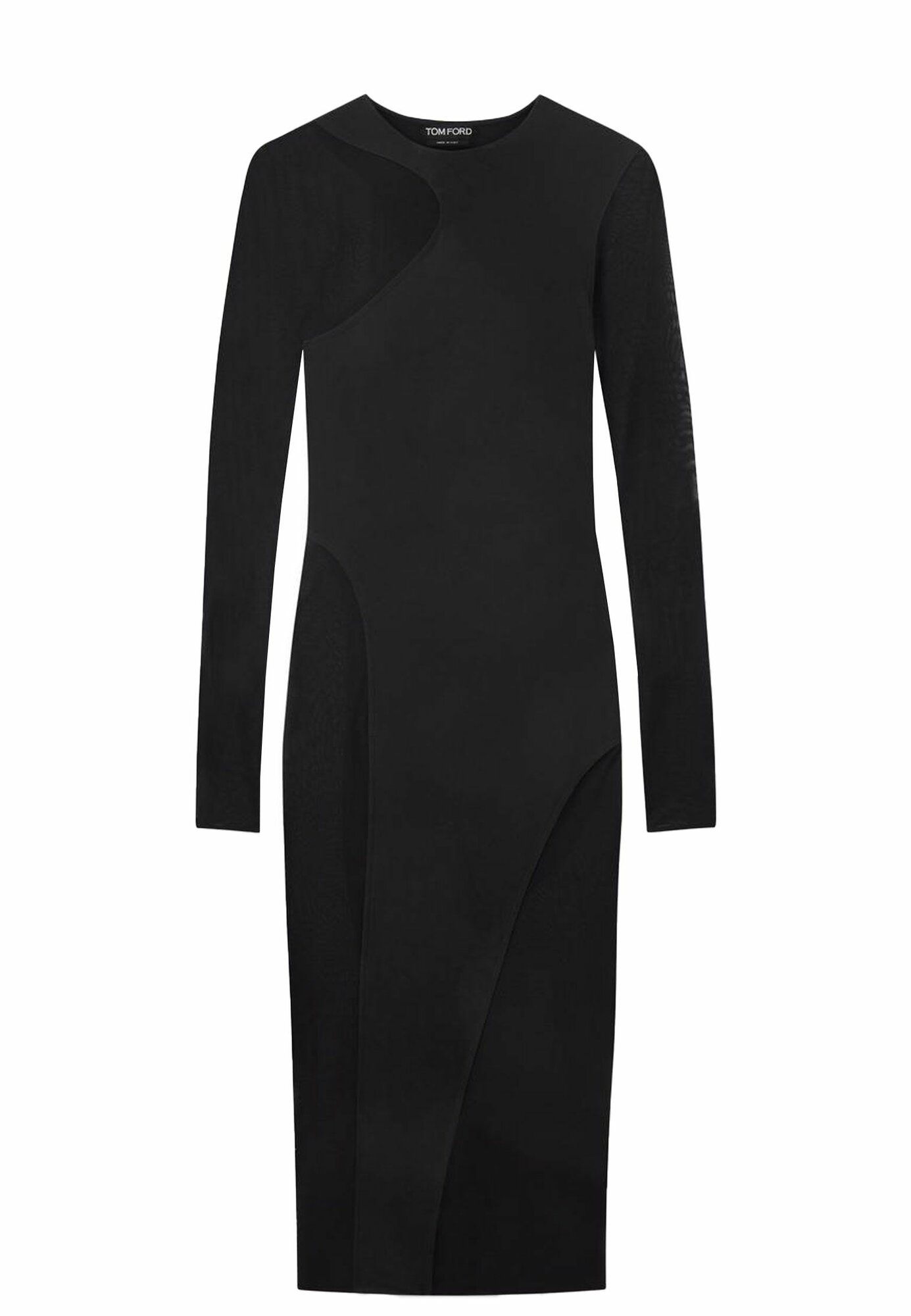 Облегающее платье с полупрозрачными вставками (черный / 44)